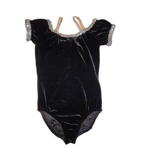 A wish come True girl size 12-14 Large  dance leotard black velvet sequin